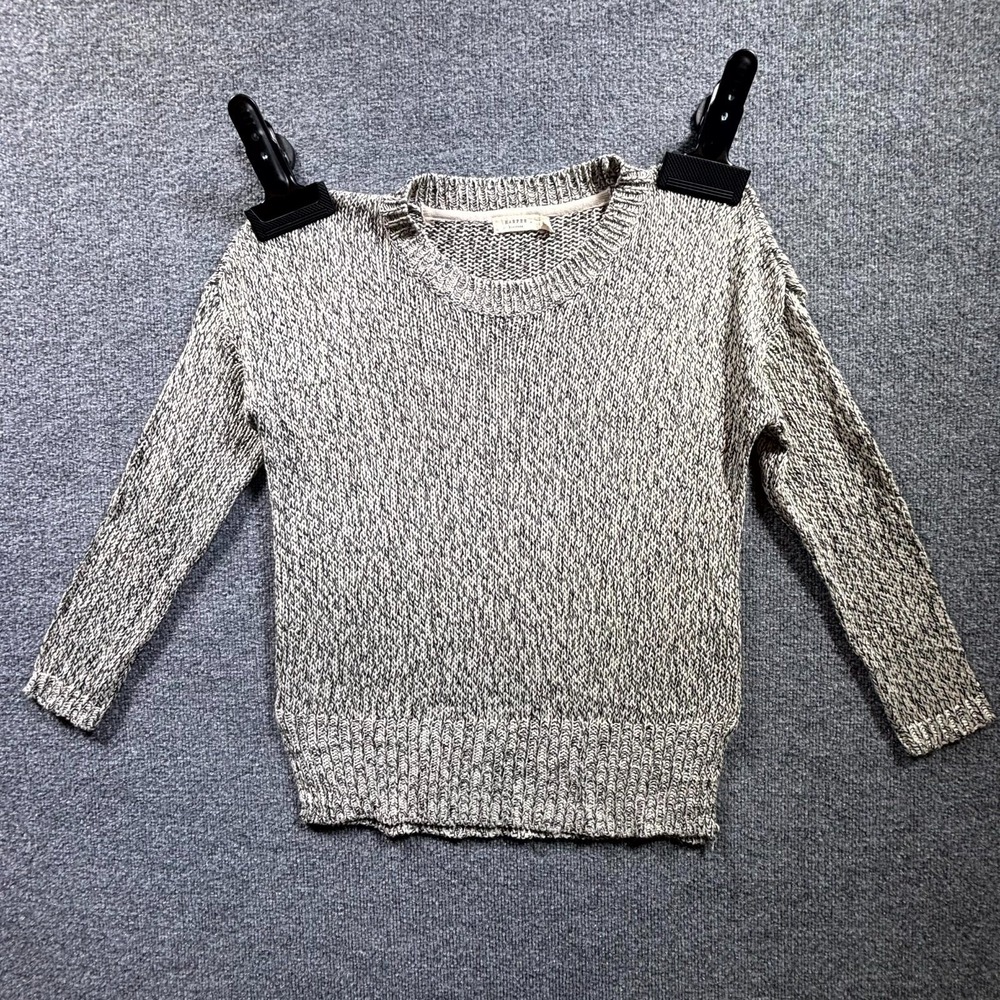 Harper Heritage Sweater Womens XS Gray Waffle Knit Suede Elbow Patches 73S1266F